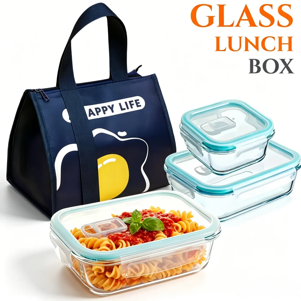 Meal Prep Rezepte - BPA 프리 유리 도시락 직사각형 음식