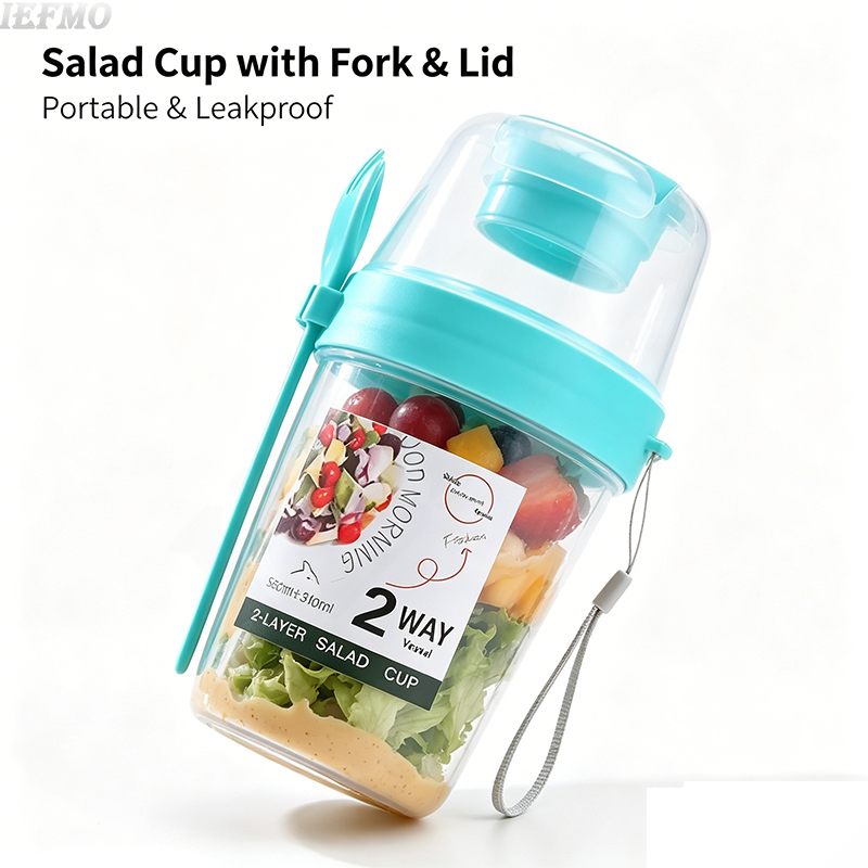 이동식 샐러드 볼 세트 (내장 포크 및 뚜껑 포함) 휴 - Meal Prep For Weight Loss 리뷰 및 가격