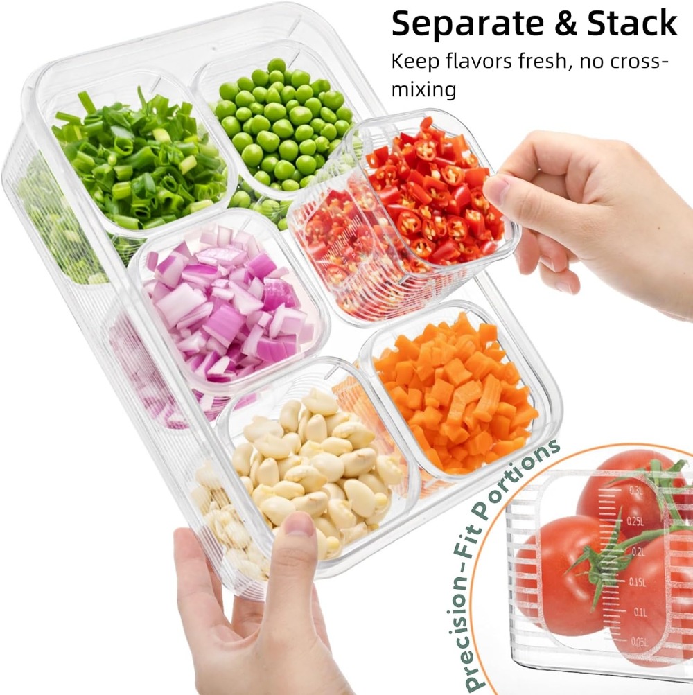 28피스 냉장고 정리 세트(24개 분리형 수납함 포함) - Meal Prep Veggie 리뷰 및 가격
