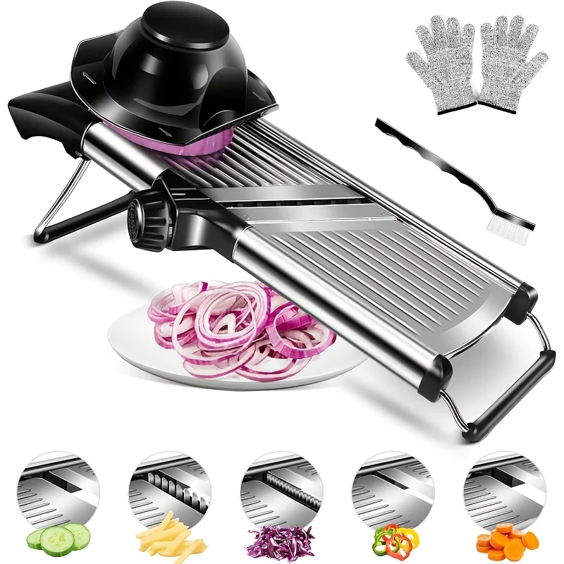 스테인리스 스틸 만돌린 슬라이서 5개의 칼날 및 홀더  - Mandoline Slicer Guard 리뷰 및 가격
