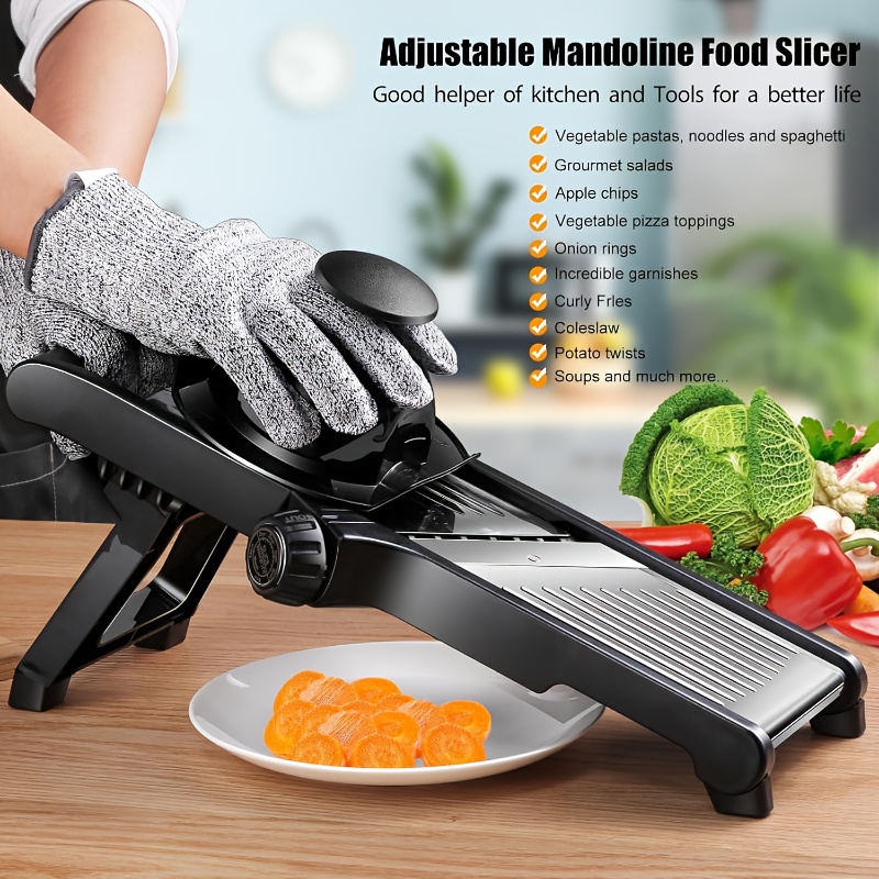 스테인리스 스틸 만돌린 슬라이서 5개의 칼날 및 홀더  - Mandoline Slicer Guard 리뷰 및 가격