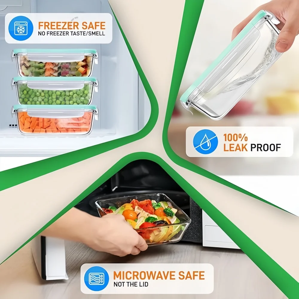BPA 프리 유리 도시락 직사각형 음식 보관 용기 주방 - Meal Prep Rezepte 리뷰 및 가격